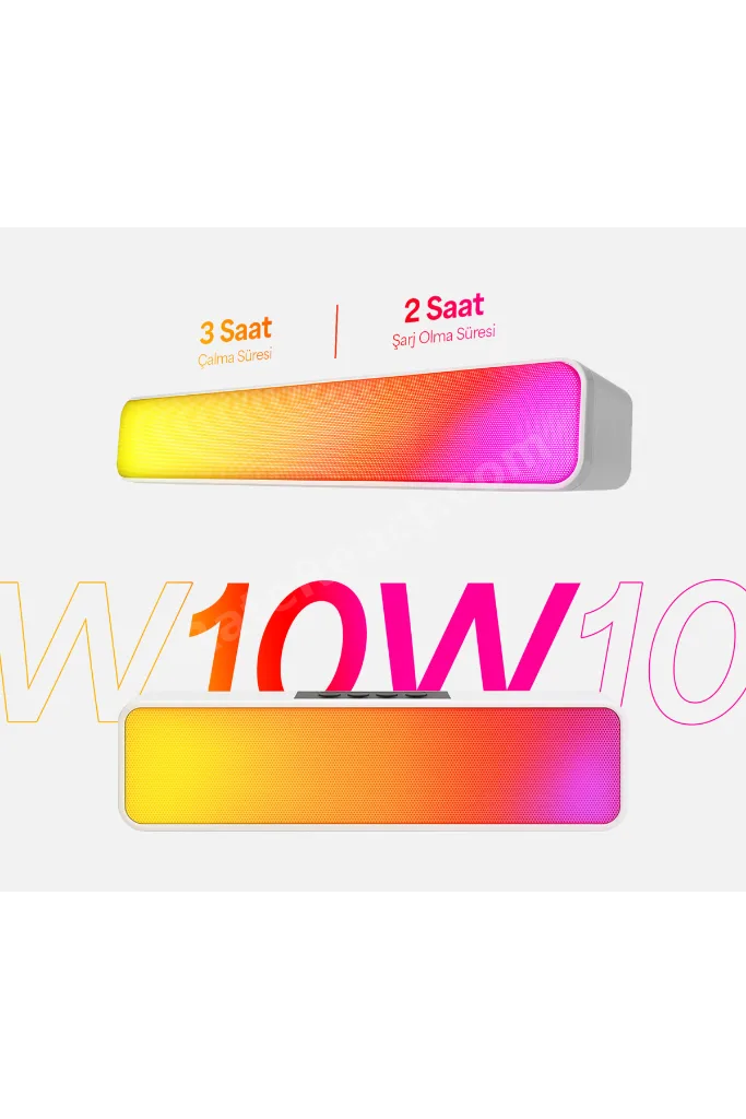 Md-sbt25 Beyaz Rgb Oyuncu Speaker Soundbar Sese Duyar 10wmicrosd Taşınır Bluetooth Hoparlör Speaker