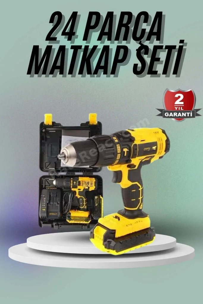 SEMEGLBL Matkap Seti 24 Parça Çift Bataryalı Darbeli Led (222510) Işıklı Vidalama