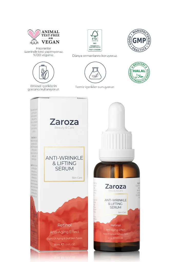 Retinol Serum - Kırışıklık ve Sarkma Karşıtı Anti Wrinkle & Lifting Serum - D-panthenol, Niacinamide