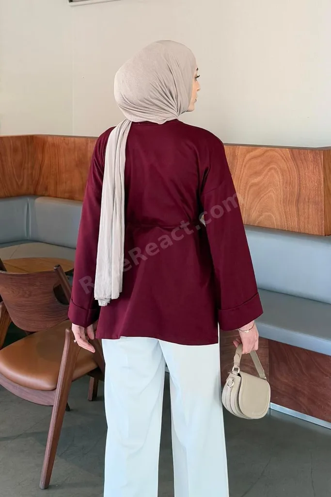 Yırtmaç Detaylı Sweat Bordo