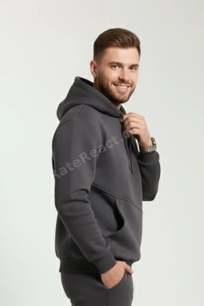 Hoodies Çapraz Kanguru Cep 3 iplik Puf Yumuşacık (İçi Polarlı) Kapüşonlu Sweatshirt - Oversize