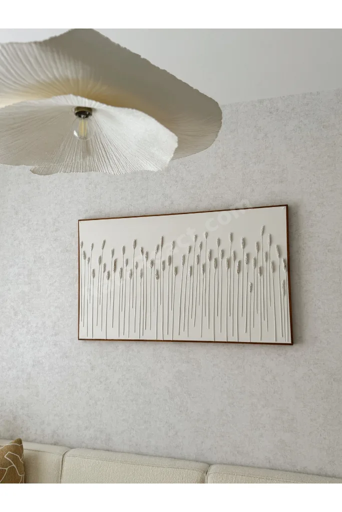 Başak Dokulu Tablo 3 Boyutlu Tablo İskandinav Tablo Minimalist Tablo El Yapımı Tablo Doku Sanatı