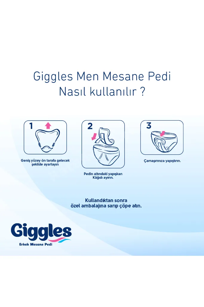Yetişkin Erkek Mesane Pedi - L Beden - 1 Paket 20 Adet