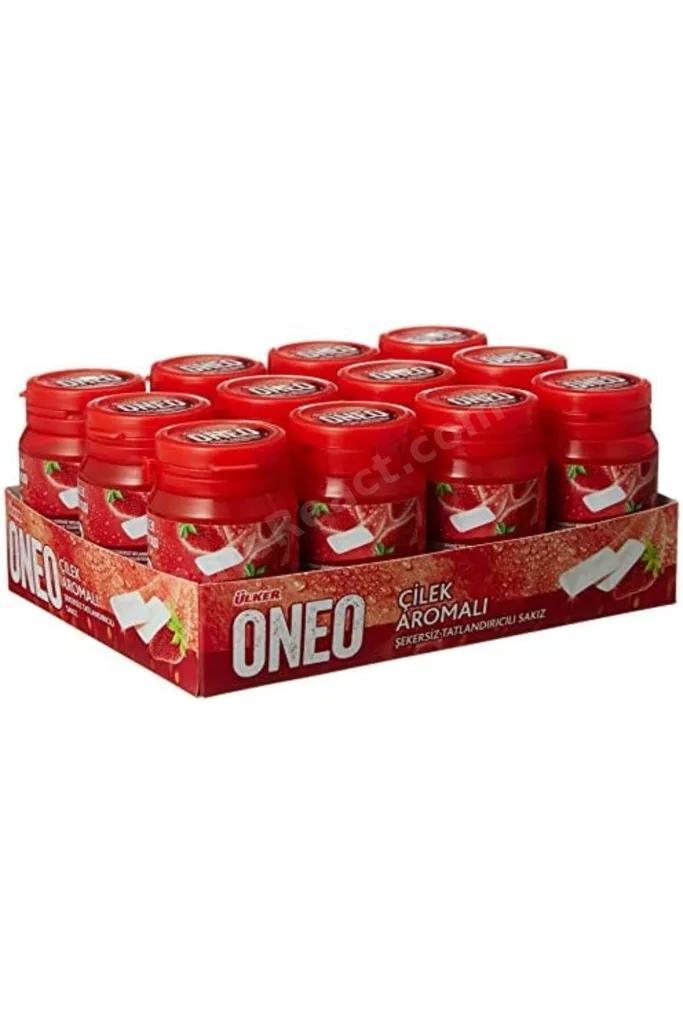 meala kozmetık store Oneo Çilek Aromalı Şişe Draje Sakız 60 Gram x 12 2026 919086