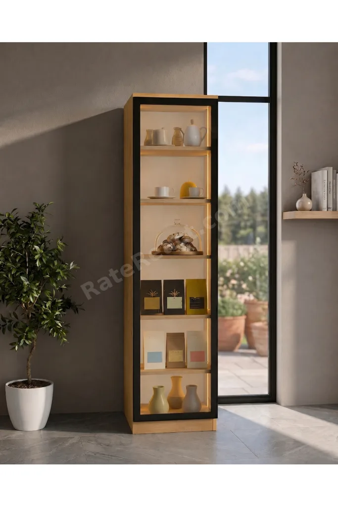 Dream Premium LED Vitrin Modülü - Safir Meşe Temperli Camlı LED Modül