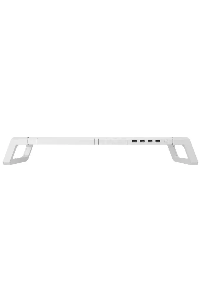 ST1 4 USB Hub RGB Işıklı Katlanabilir Yükseklik Ayarlı Beyaz Monitör Standı Yükseltici Stand
