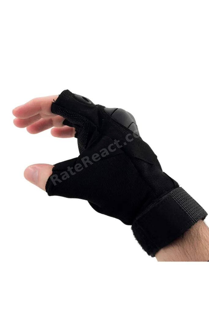 Siyah Kısa Kemikli Taktik Eldiven - Yarım Parmak Tactical Eldiven