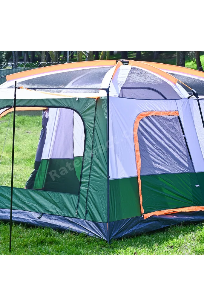 10 KİŞİLİK 2 ODALI TENTELİ KAMP ÇADIRI 430X305X200 (YEŞİL)