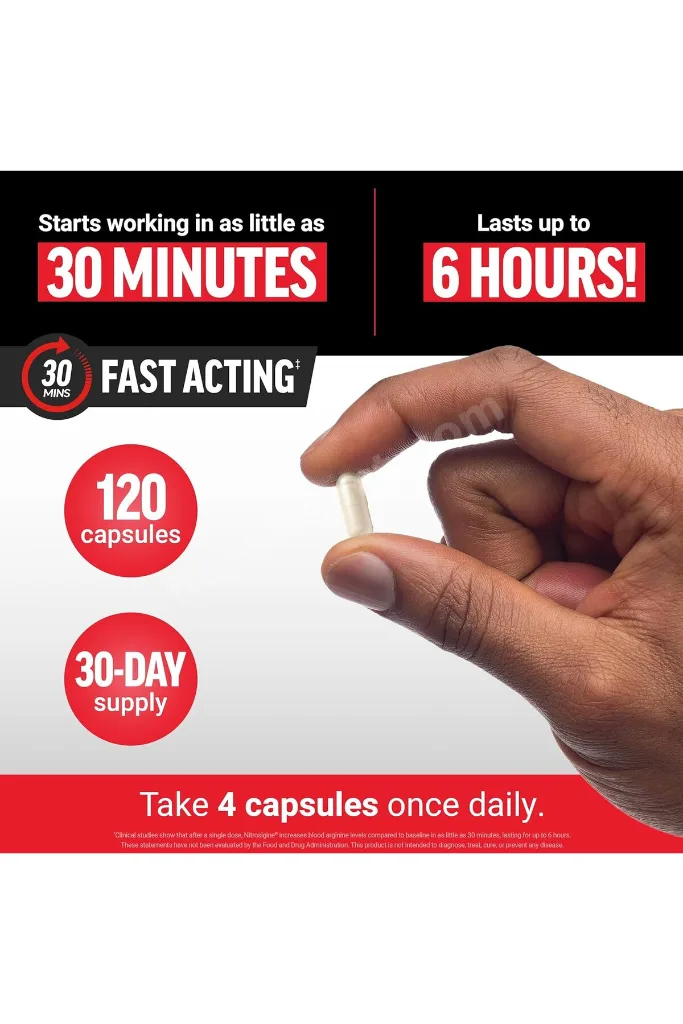 Nitric Oxide Booster Fast-Acting L-Arginine Citrulline Maximize Muscle Pumps 120 Caps