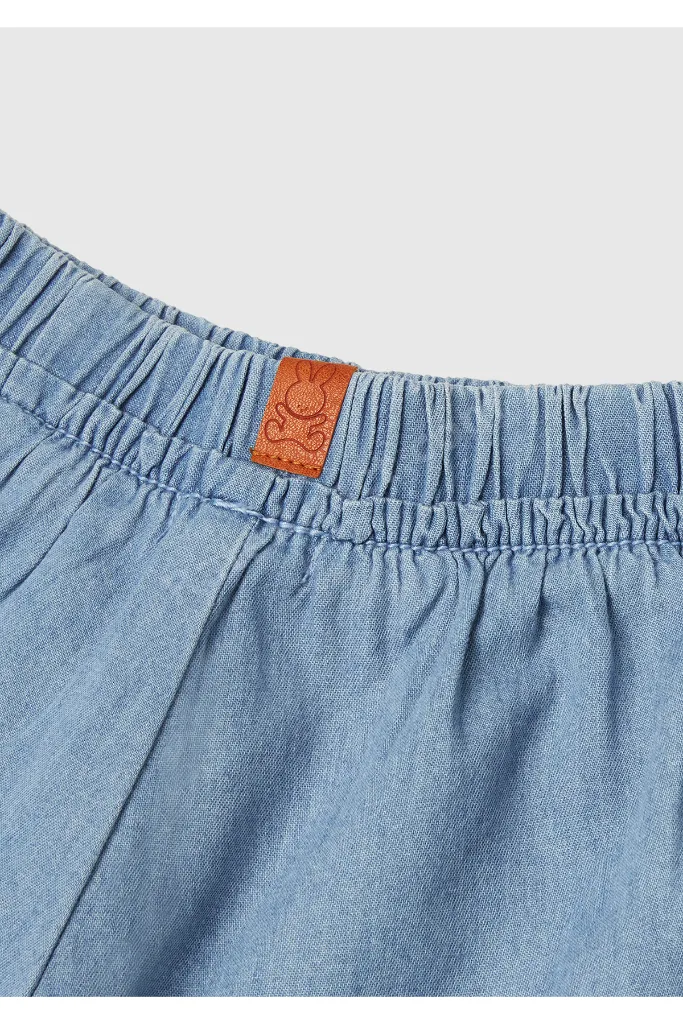 Bebek Denim Beli Lastikli Logo Etiketli Denim Şort