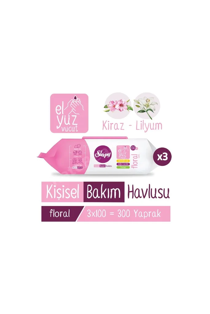 Floral Kişisel Bakım Havlusu 3x100 (300 Yaprak)
