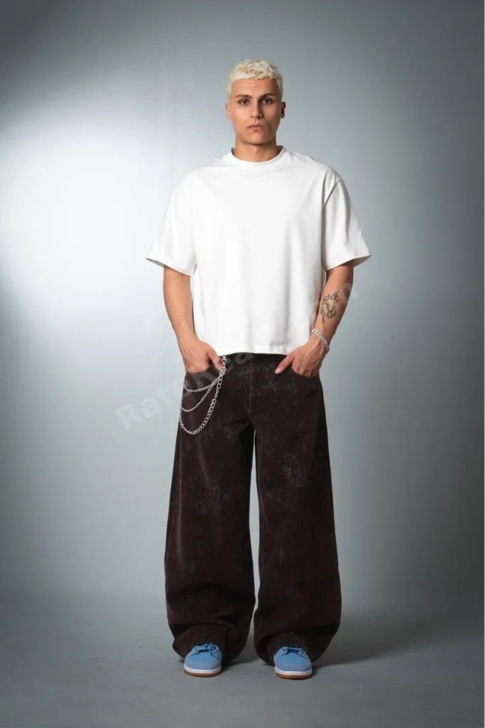 Midnight Velvet Wide Leg Super Baggy Erkek Jean Pantolon