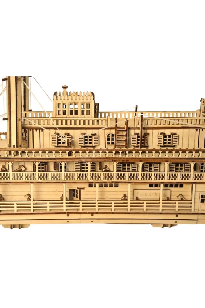 Steam Boat Minyatür Ahşap Maket | Nehir Gemisi | 3D Puzzle DIY Kendin Yap | 713 Parça Hobi Seti