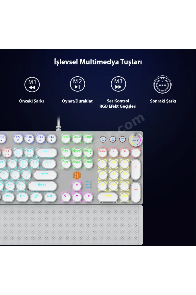 KG1102 USB Kablolu Red Switch Makro Tuşlu RGB Aydınlatmalı Mekanik Gaming Türkçe Q Metalik Klavye