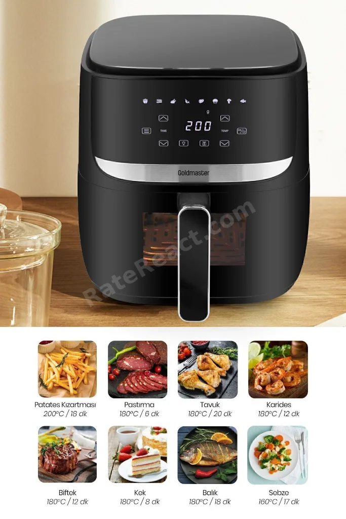 Bella 1700w Xl Dokunmatik Cam Kapaklı Aydınlatmalı 3kg Tartı Fonksiyonlu Airfryer Sıcak Hava Fritözü