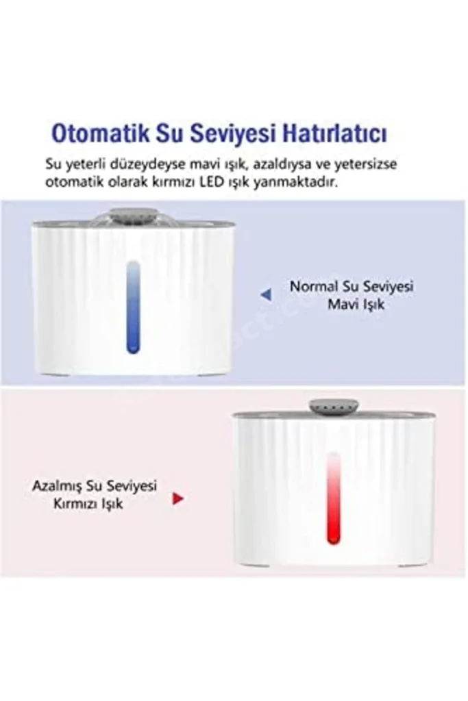 TTKTEKNOLOJİ Evcil Hayvanlar Için Kedi Köpek Su Pınarı Otomatik Su Sebili Led Işıklı 3 Litre Kapasit