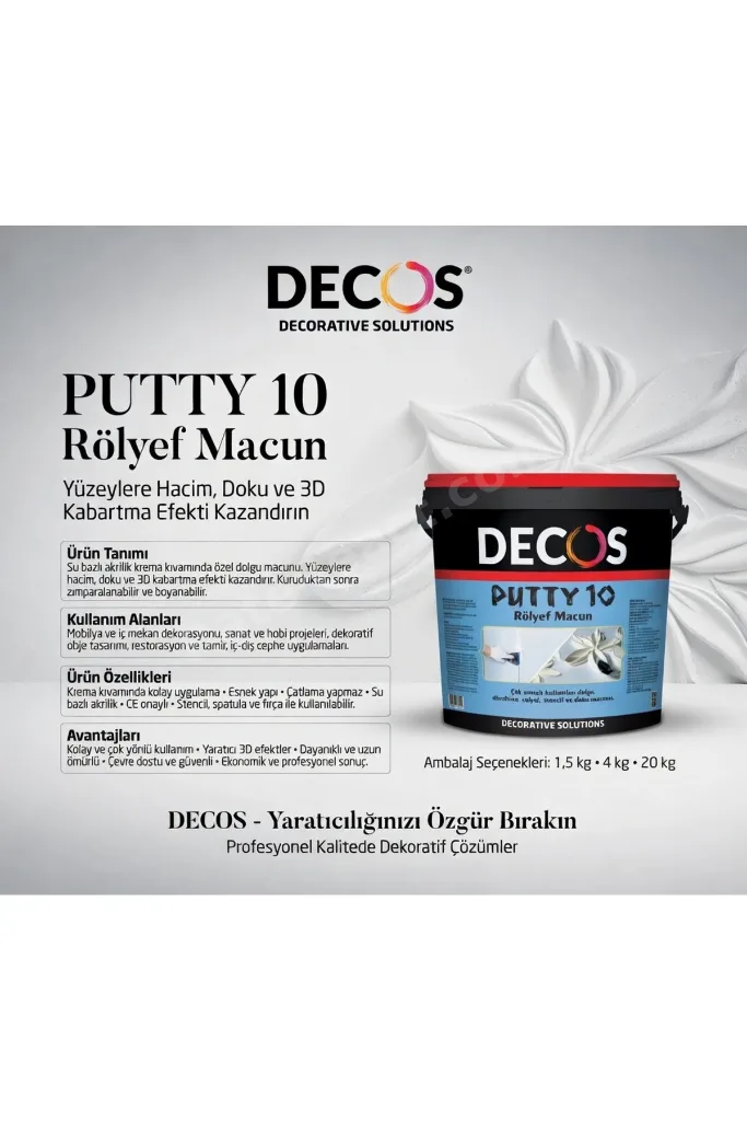 Putty 10 - Rölyef Macun Pasta 4 Kg