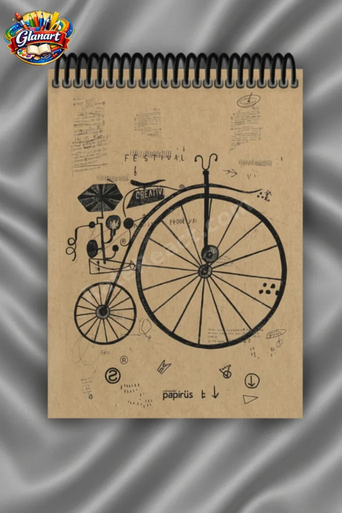 üstten spiralli 100 yaprak çizgisiz orta boy sert kapak bloknot defter kraft kağıt 16x23 cm
