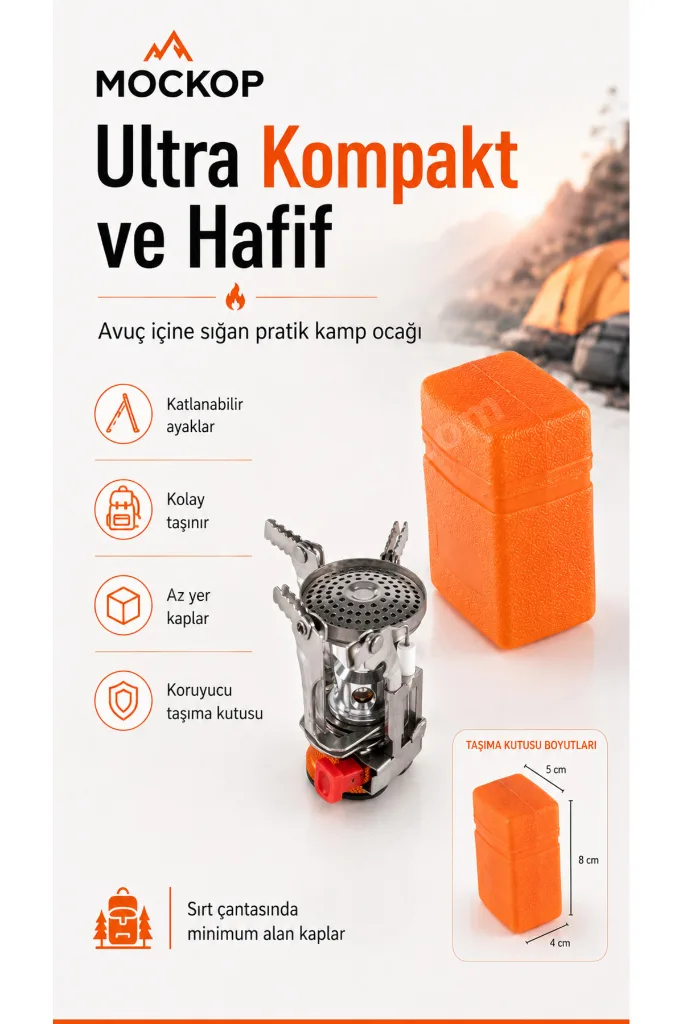 Blaze Taşınabilir Kamp Ocağı, Katlanabilir Örümcek Ocak, Kompakt Mini Ocak, Çay Kahve Cezve ve Küçük Tencere Uyumlu