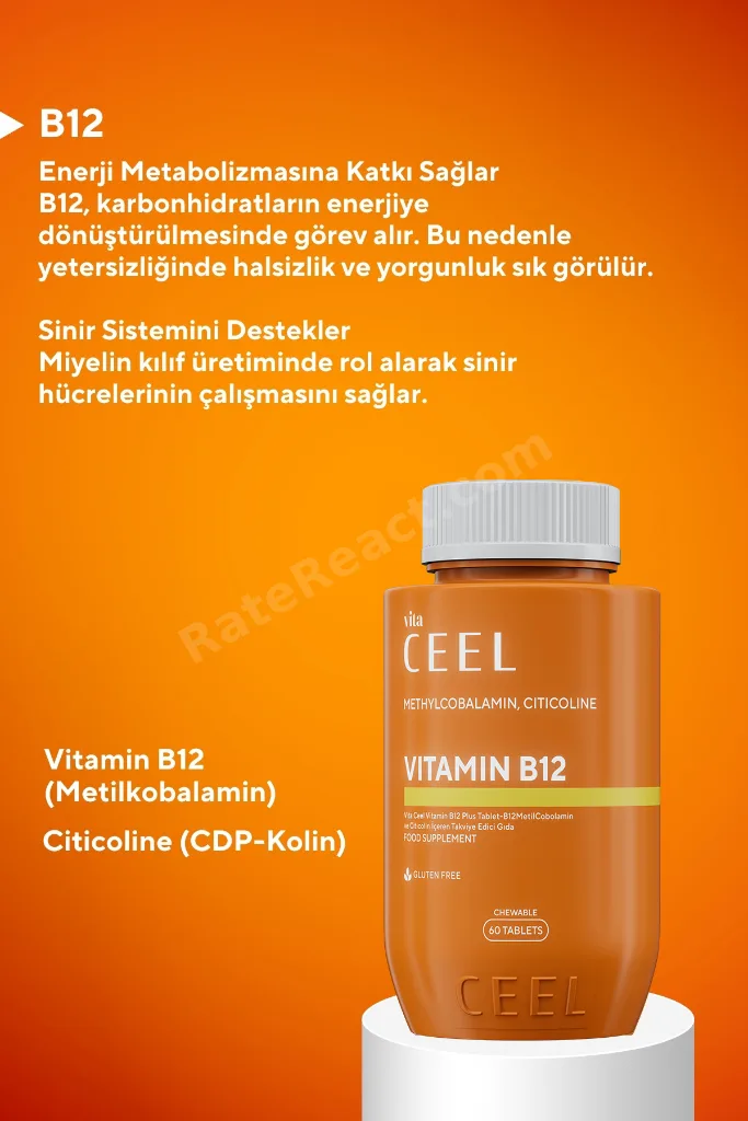 Vitamin B12 Plus Dil Altı Tablet Metyhcobalamin, Sitikolin 60 Tablet
