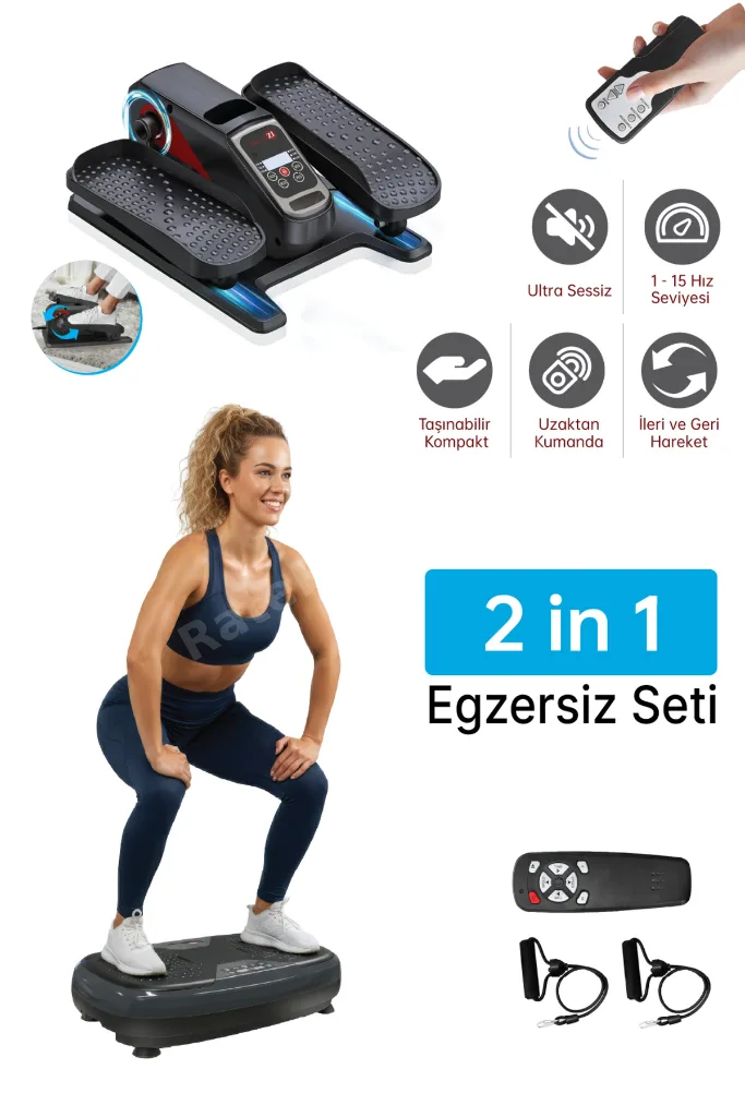 Fit Yüksek Titreşimli Programlı Egzersiz Aleti - Fit Eliptik Kondisyon Bisikleti Mix Paket