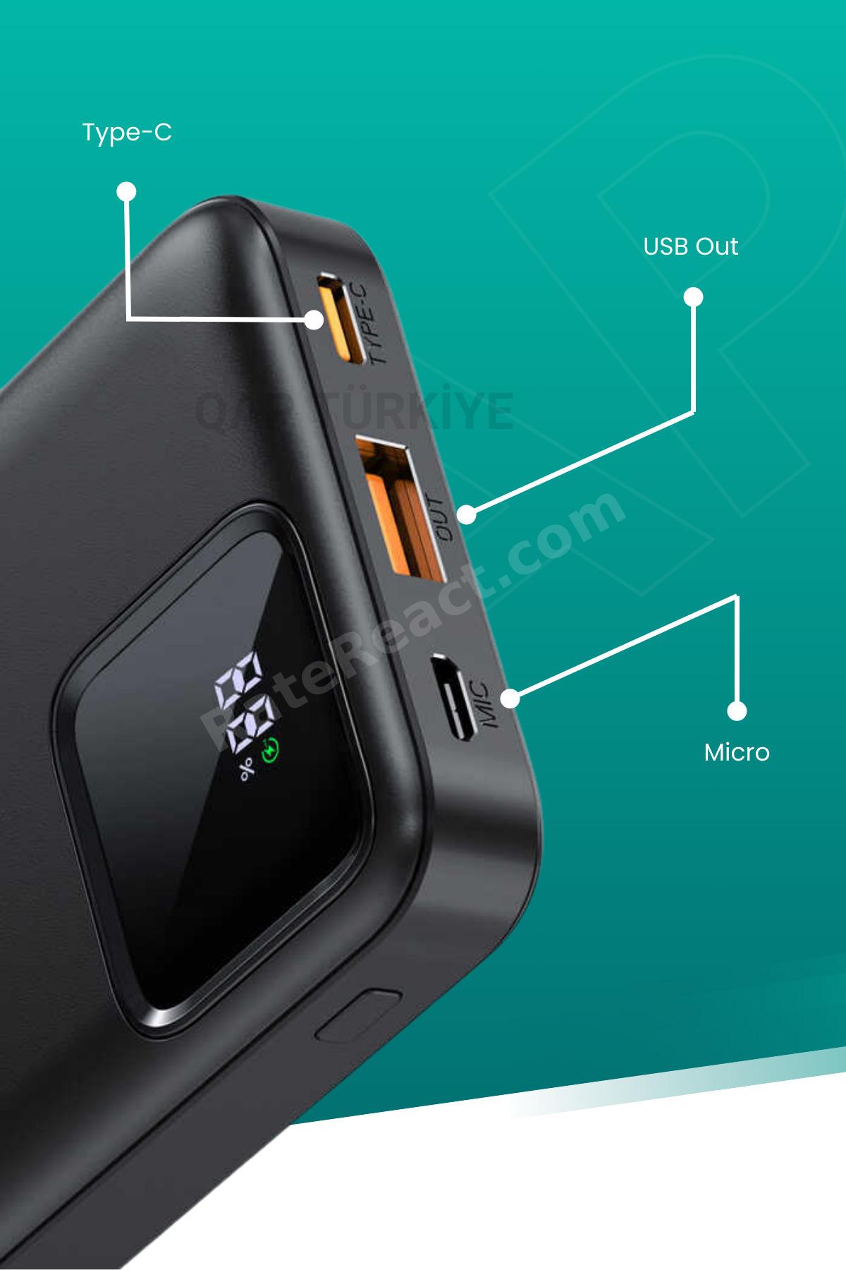20000 Mah 22.2 Turbo Süper Hızlı Powerbank Kablolu Taşınabilir Şarj Iphone Şarj 20 Bin Mah