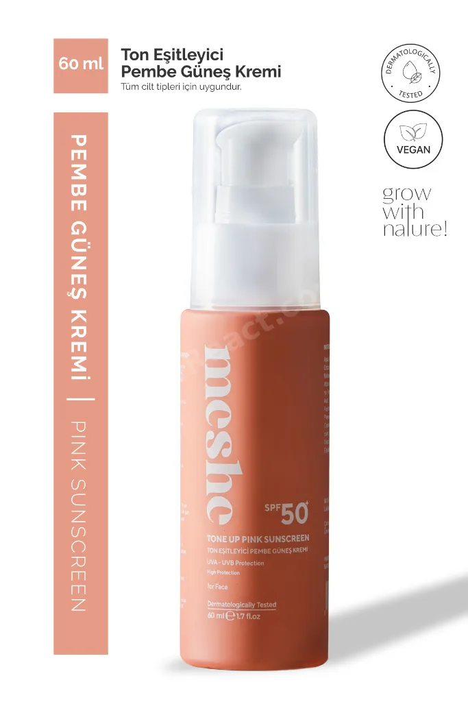Leke Karşıtı Ton Eşitleyici Spf 50 Pembe Renkli Güneş Kremi Glutatyon, Hyaluronik Asit Etkili 60 ml