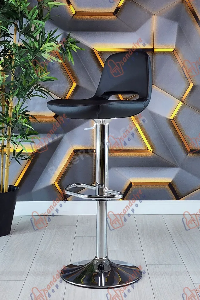 Rasko Ofis Tipi Çalışma Ve Bar Sandalyesi (siyah Deri )