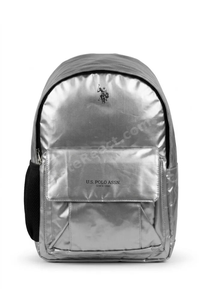 Metalik Gri Parlak Kumaş Sırt ve Okul Çantası PLCAN26099