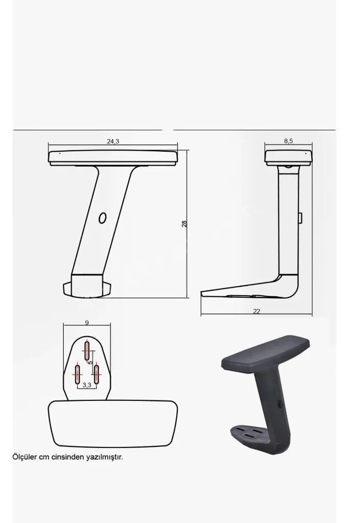3D Kolçak Büro Ofis Koltuk Oyuncu Koltuk Yedek Parça Aksamları.