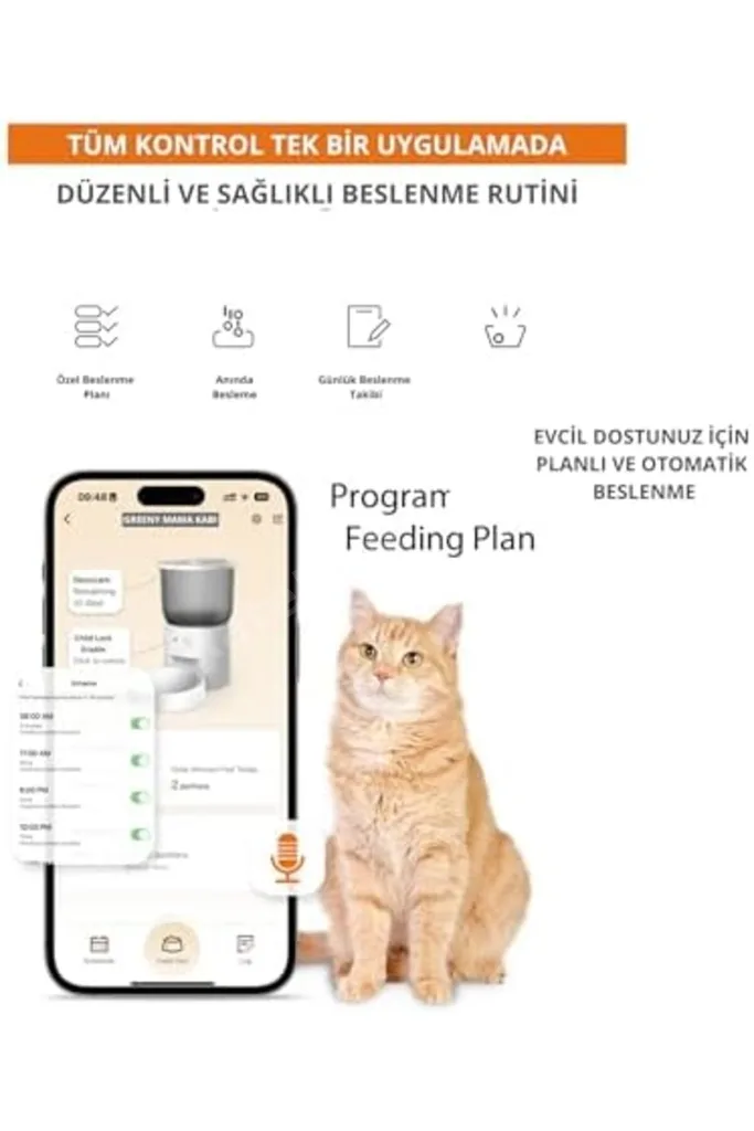 TTKTEKNOLOJİ F07WIFI | 4L Akıllı Mama Kabı - Wi-Fi, Hava Geçişi Engelleyen Tasarım ile Hep Taze Mama