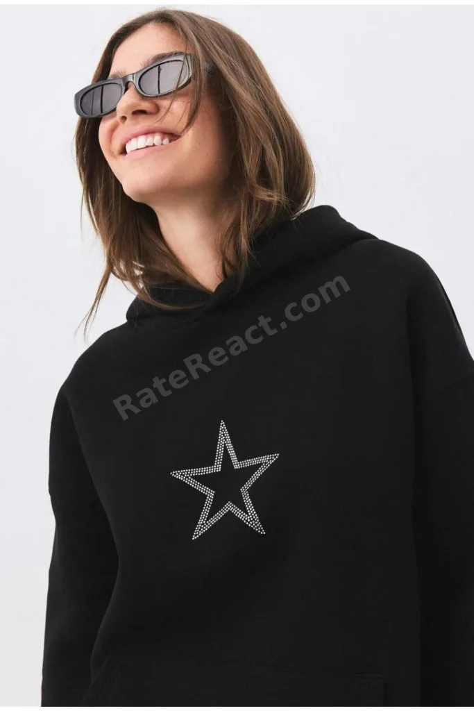 Unisex Star Stroke Taş Baskılı Sweatshirt Siyah hoodie oversize battal Geniş Kesim Kapüşonlu