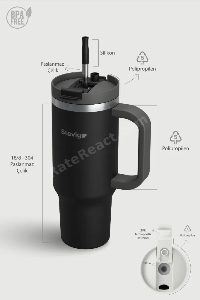 2 Moods Tuck-in Tumbler Sızdırmaz Çelik Termos 900 ML Black ST-236