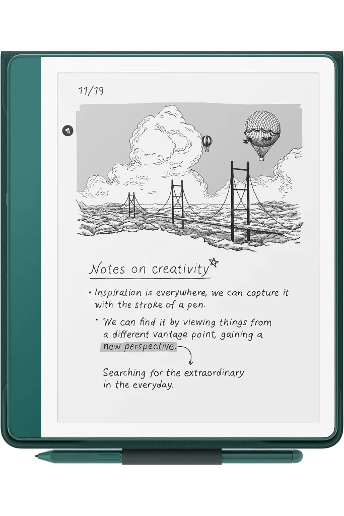 Kindle 32gb Scribe 2024 Orijinal Yeşil Premium Deri Kılıf ve Adaptör Seti
