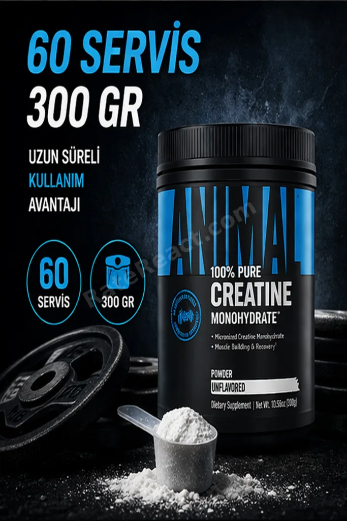 Animal Creatine Monohydrate 300 gr | 60 Servis | Saf Kreatin | Güç &