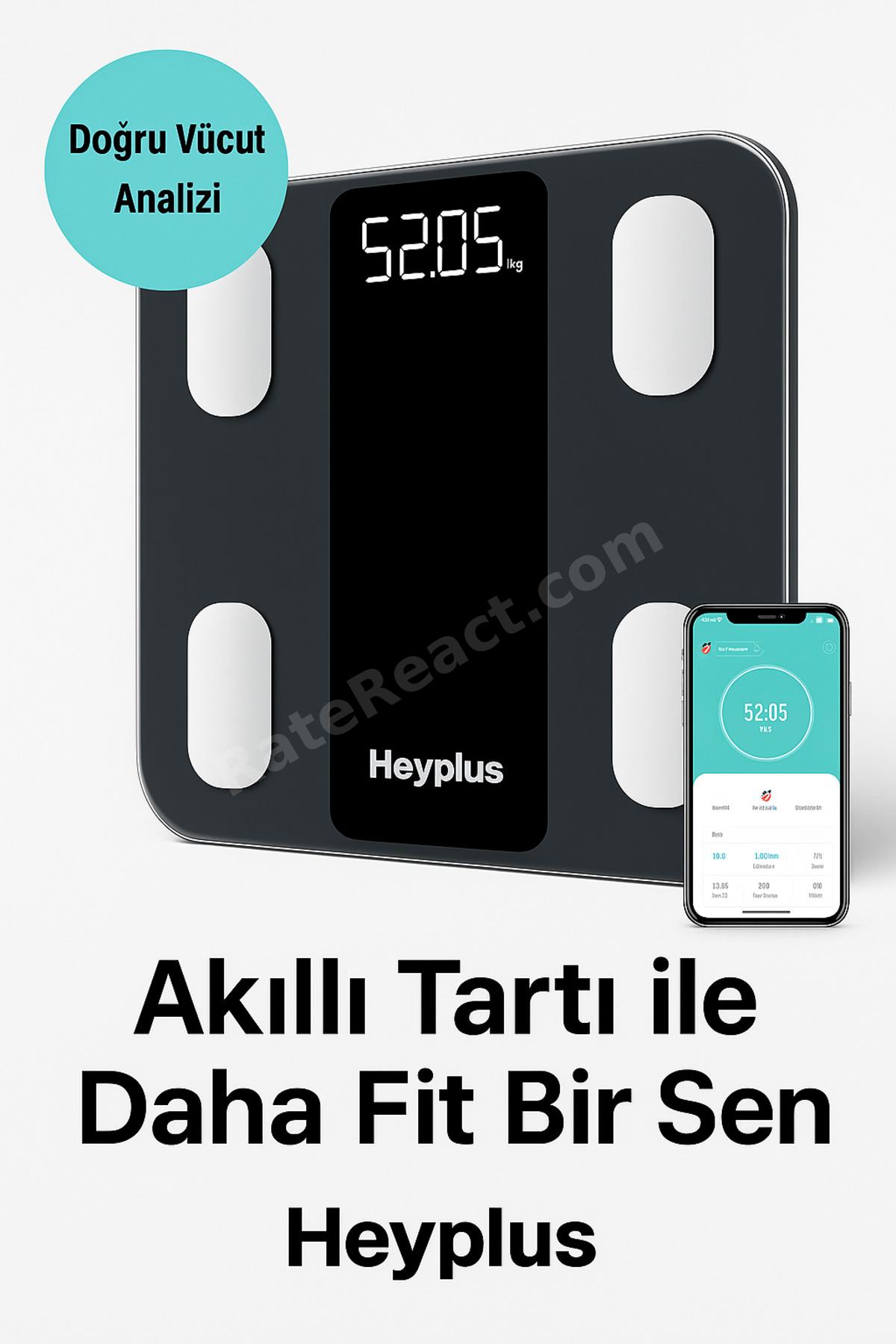 Dijital Baskül Akıllı Tartı - Yağ Su Kas Ölçerli Vücut Analiz Baskülü