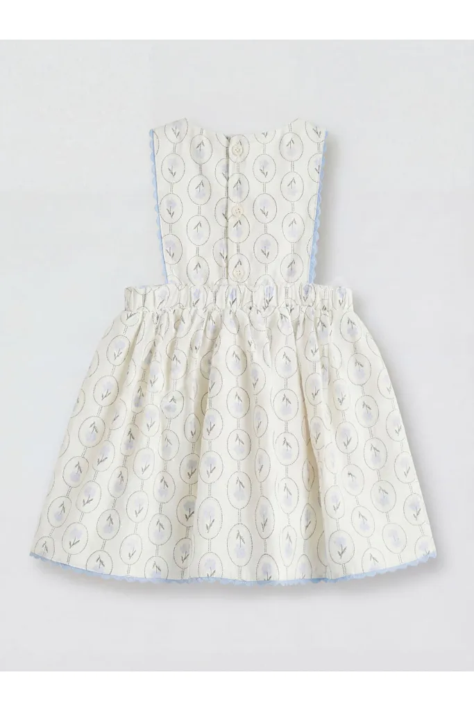 LCW baby Ekru Desenli Kız Bebek Poplin Elbise