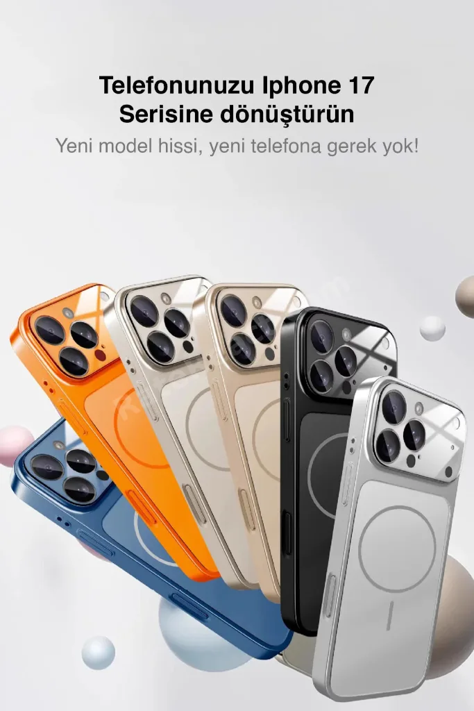 iPhone 11 Uyumlu 17 Görünümlü Çevirici Kamera Korumalı MagSafe Destekli Kılıf Orange