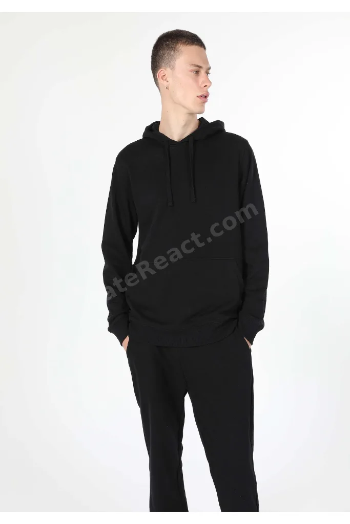 Regular Fit Erkek Siyah Sweatshirt