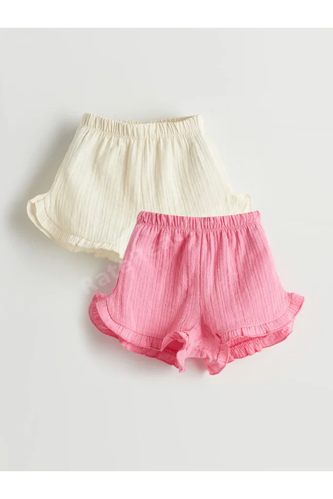 Yeni Sezon Beli Lastikli Basic Kiz Bebek Sort 2'li - S5J396Z1