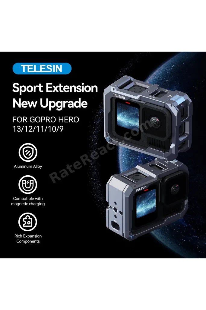Gopro HERO13 Black Için Alüminyum Kafes (Gopro Hero9/10/11/12/13 Black Uyumlu)