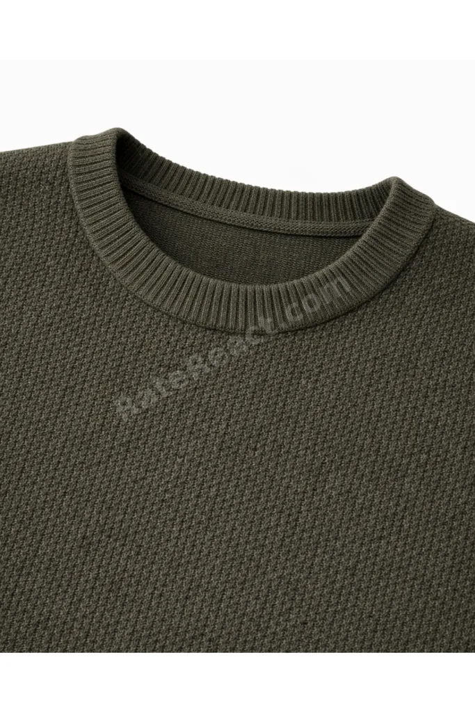 Erkek Büyük Beden Haki Bisiklet Yaka Triko Kazak 5XL-6XL-7XL-8XL