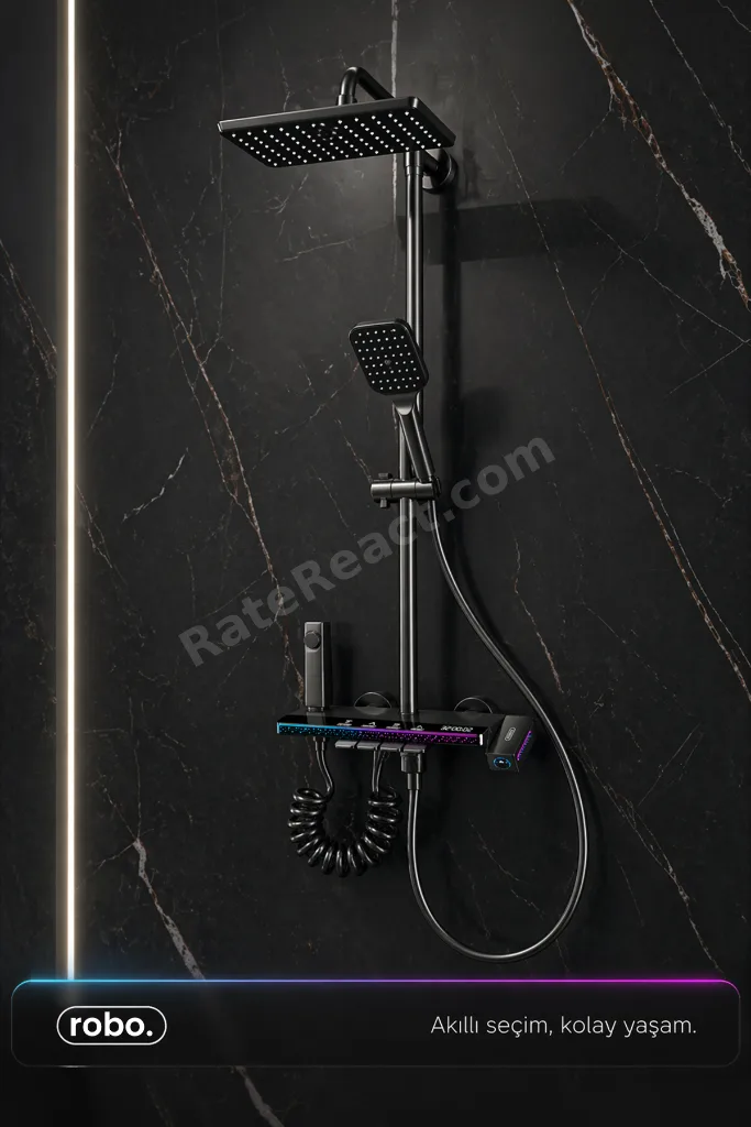 Led Ambiyans Işıklı Termostatik Akıllı Duş Sistemi – RB01
