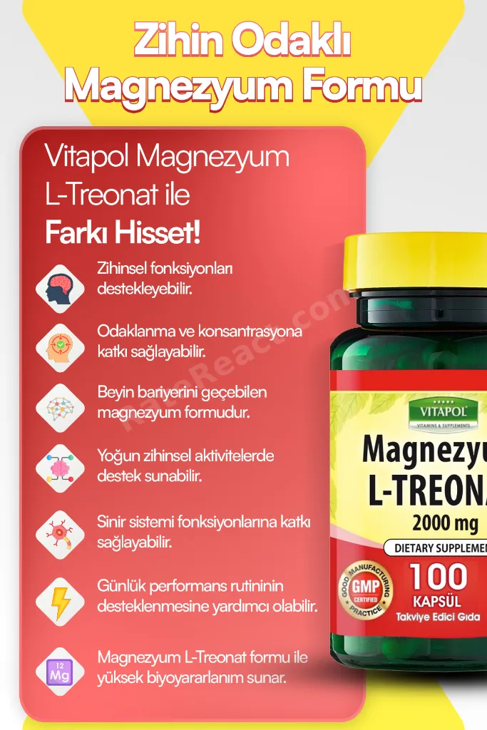 Magnezyum L Treonat 2000 Mg 100 Vegan Kapsül