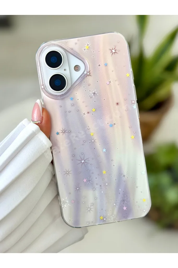 Iphone 17 Uyumlu Shine Yıldız Renk Geçişli Parlak Tasarımlı Silikon Kılıf