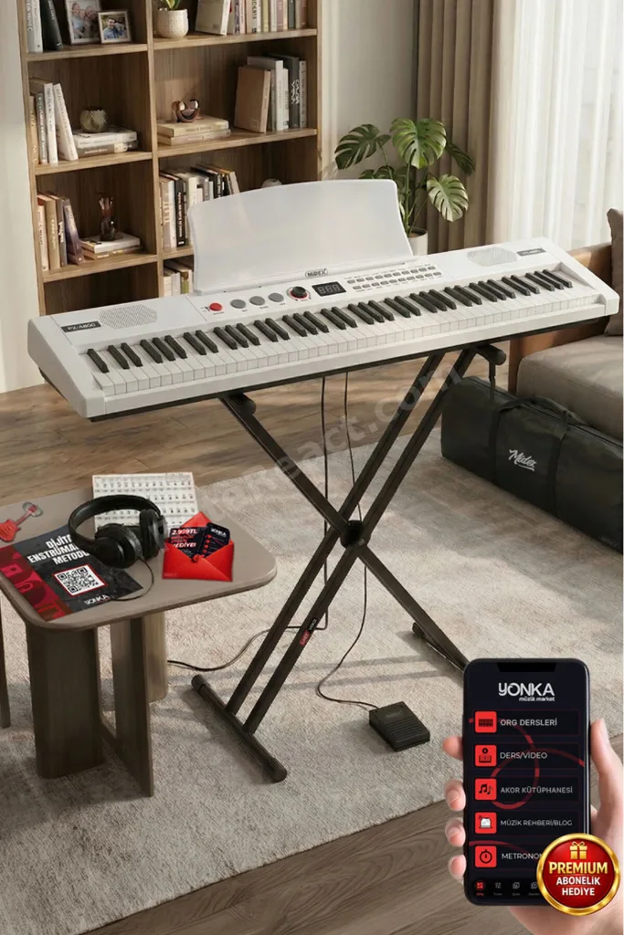 Ps4000wh-set Tuş Hassasiyetli 61 Tuşlu Org Bt Usb Midi Stand Çanta Kulaklık Sustain Metod