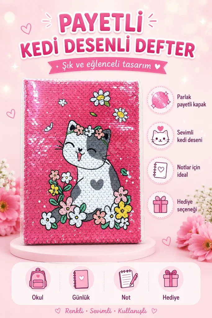 Payetli Hatıra Defteri Pullu Simli Payetli Peluş Anı Not Günlük Defter A5