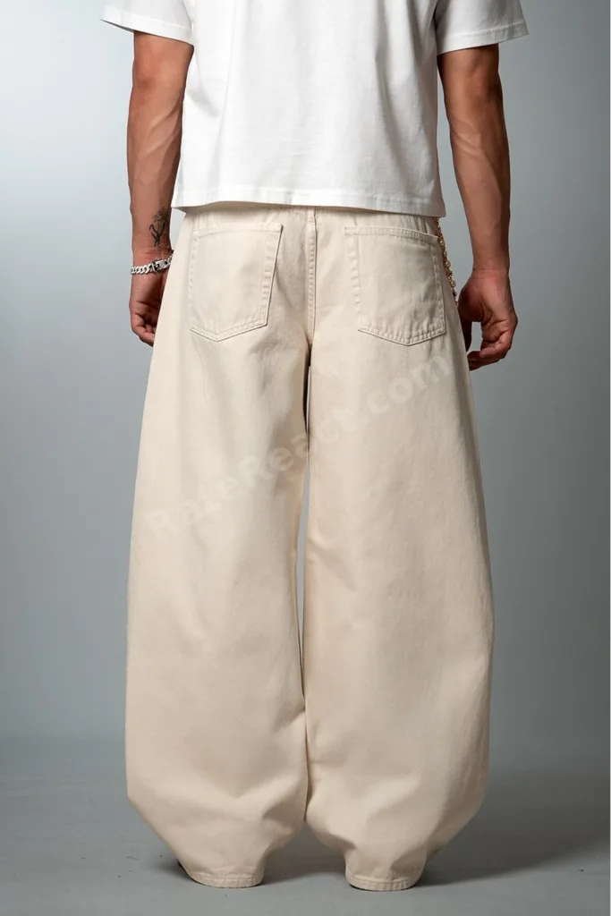 Vanilla Dust Wide Leg Super Baggy Ekru Erkek Jean Pantolon