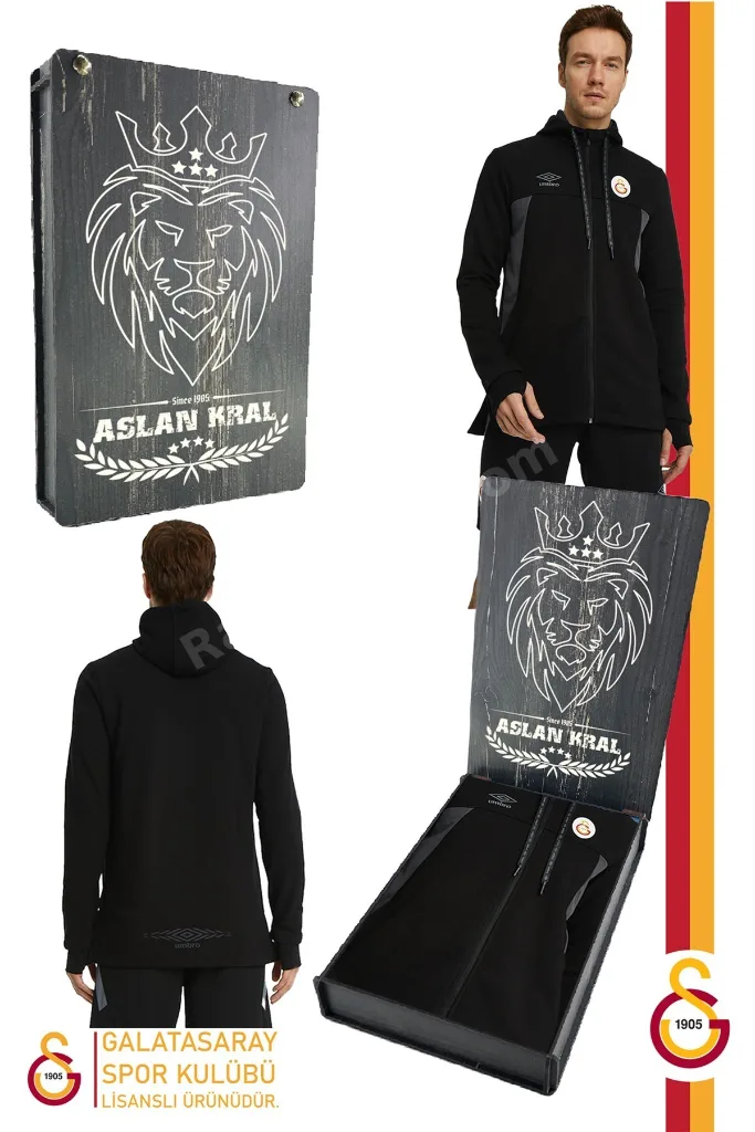 Orijinal Lisanslı Kapüşonlu Siyah Fermuarlı Hoodie Hediyelik Ahşap Kutulu