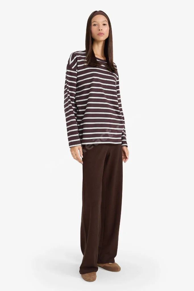 %100 Pamuk Loose Fıt Çizgili Sweatshirt F7758AX25AU